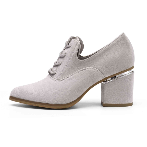 Lace Up Block Heel Oxfords - GREY - 2