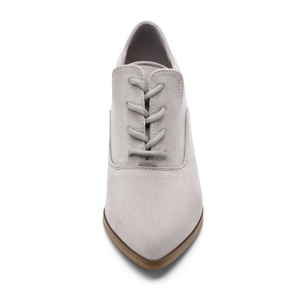 Lace Up Block Heel Oxfords - GREY - 3