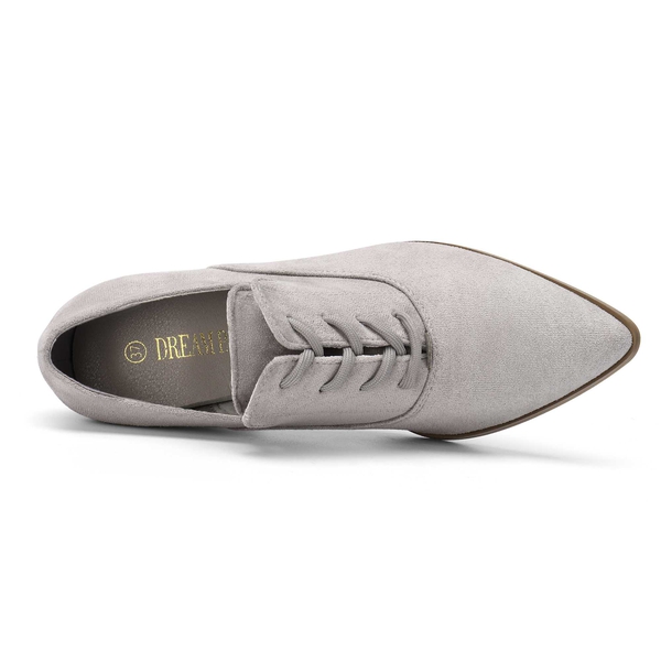 Lace Up Block Heel Oxfords - GREY - 4