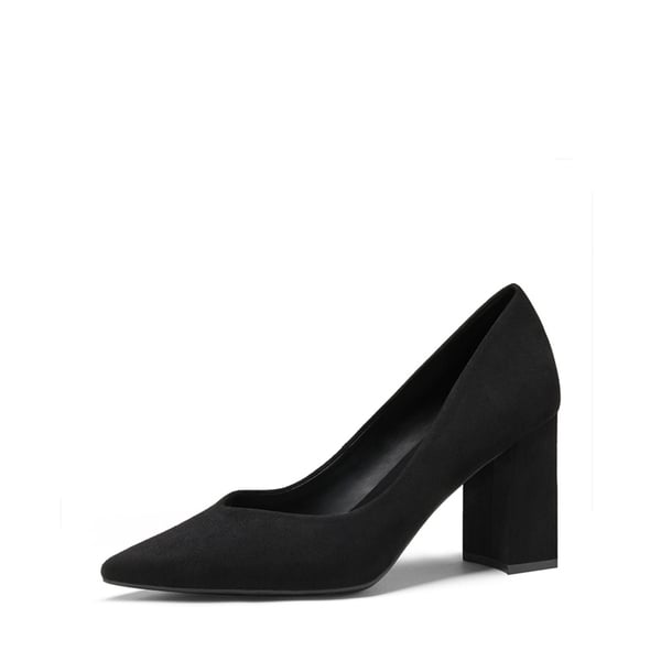 Pointed Toe Chunky High Heel Pumps - BLACK -  0