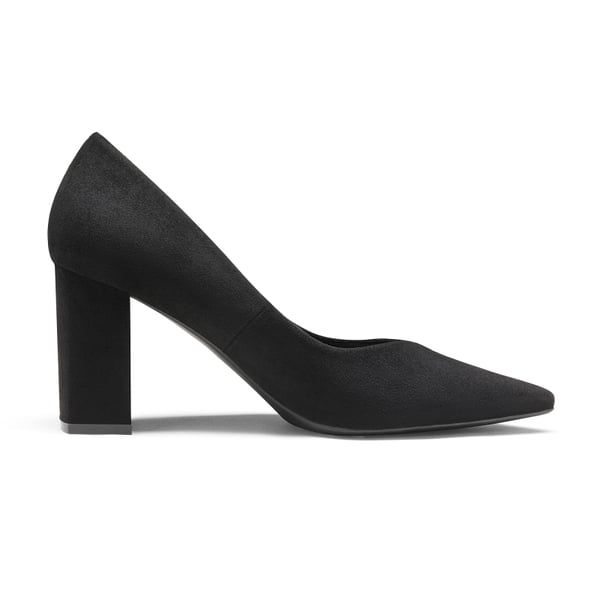 Pointed Toe Chunky High Heel Pumps - BLACK - 1