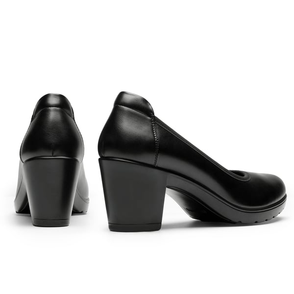 [Stand All Day Pumps] Edena Chunky Low Block Heel Pumps - BLACK - 3