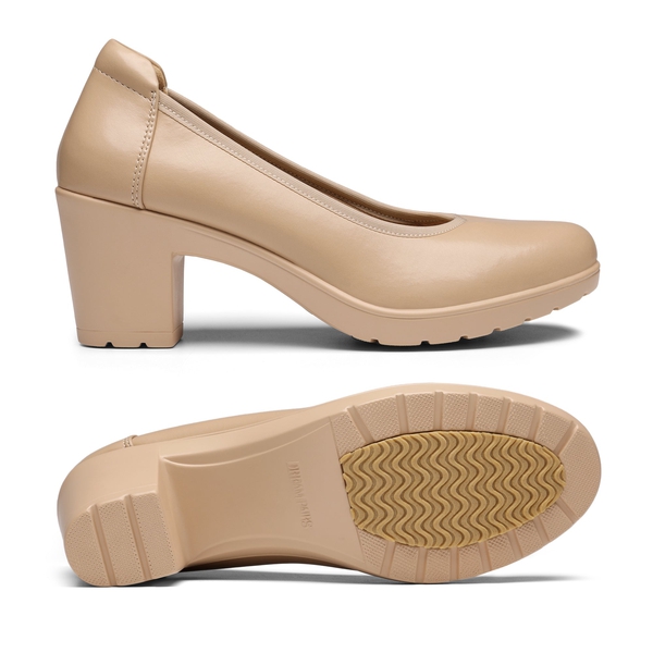 [Stand All Day Pumps] Edena Chunky Low Block Heel Pumps - NUDE - 2