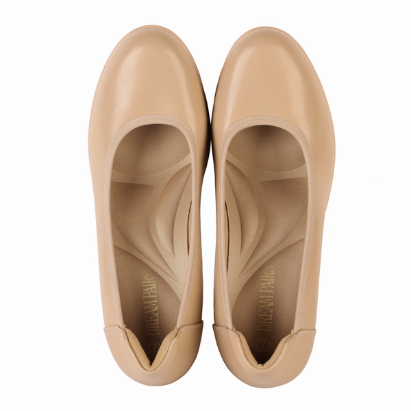[Stand All Day Pumps] Edena Chunky Low Block Heel Pumps - NUDE - 4