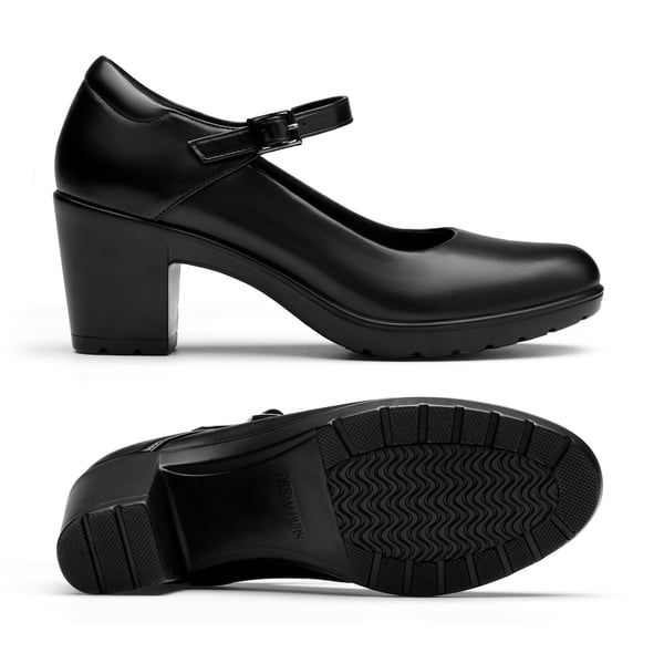[Stand All Day Pumps] Edenia Round Toe Mary Jane Pumps - BLACK - 2
