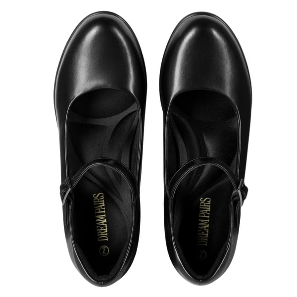 [Stand All Day Pumps] Edenia Round Toe Mary Jane Pumps - BLACK - 4