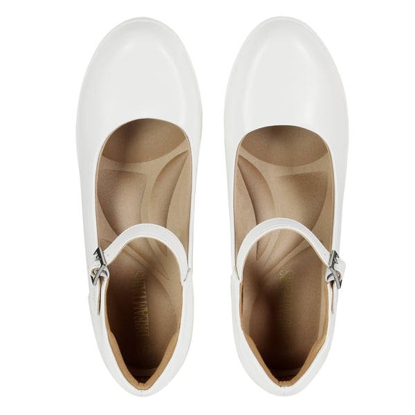 [Stand All Day Pumps] Edenia Round Toe Mary Jane Pumps - WHITE - 4