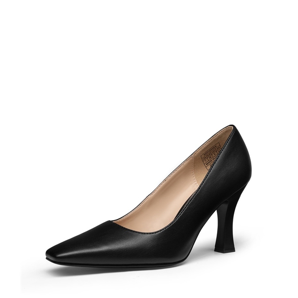 Square Toe High Heel Pumps - BLACK -  0