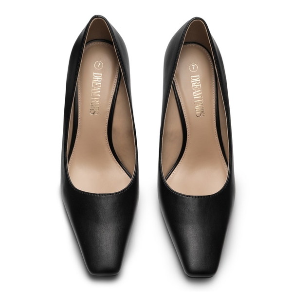 Square Toe High Heel Pumps - BLACK - 4