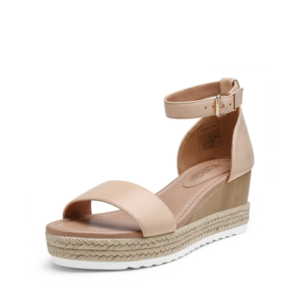 Platform Espadrille Wedge Sandals - NUDE -  0