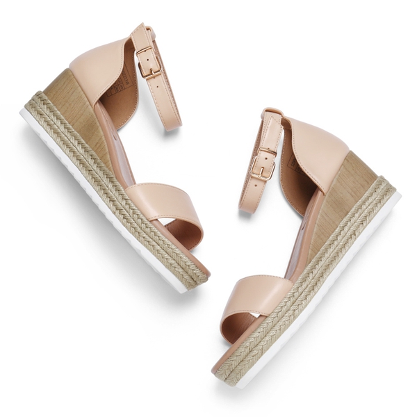 Platform Espadrille Wedge Sandals - NUDE - 4
