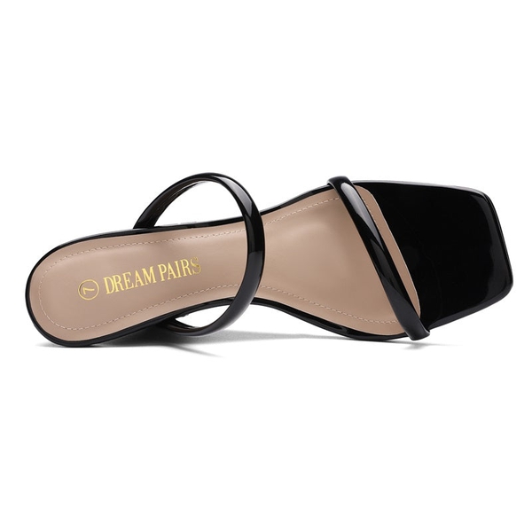 Square Toe Double Wedge Sandals - BLACK - 3