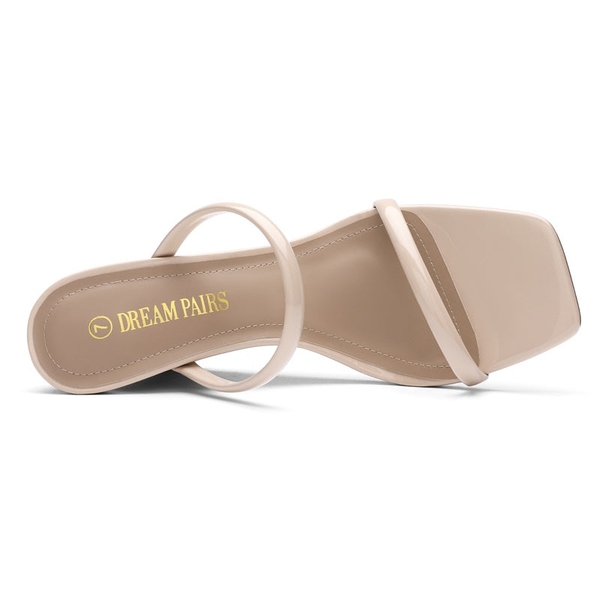 Square Toe Double Wedge Sandals - NUDE - 3