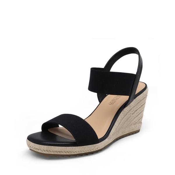 Open Toe Espadrille Platform Sandals - BLACK -  0