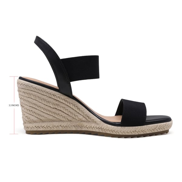 Open Toe Espadrille Platform Sandals - BLACK - 2