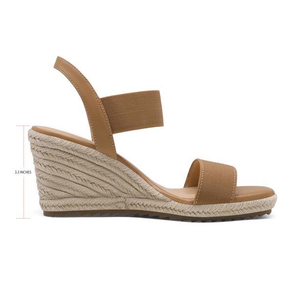 Open Toe Espadrille Platform Sandals - CAMEL - 2
