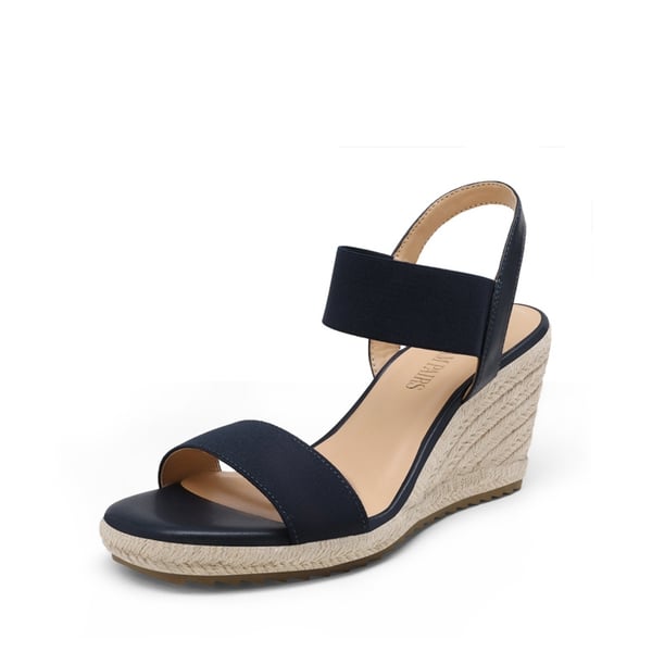 Open Toe Espadrille Platform Sandals - NAVY -  0