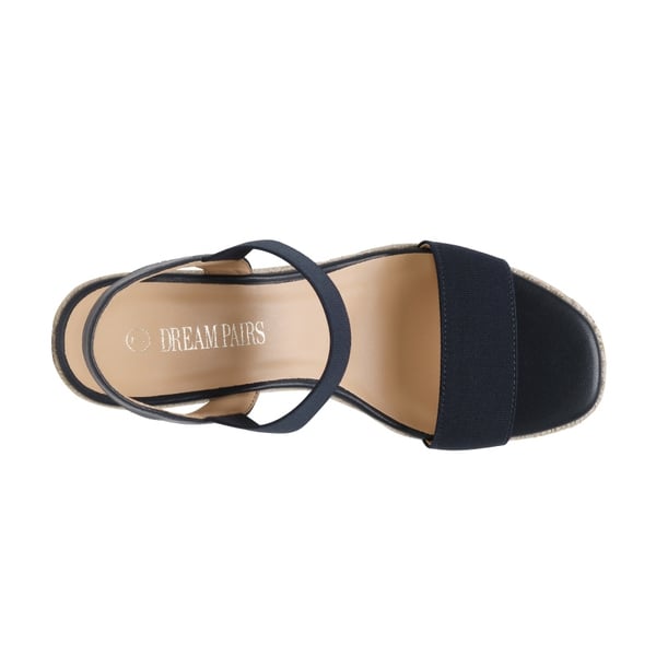 Open Toe Espadrille Platform Sandals - NAVY - 3