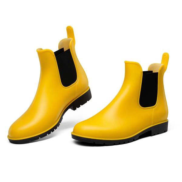 Round Toe Waterproof Chelsea Boots - YELLOW - 1