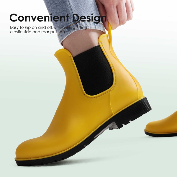 Round Toe Waterproof Chelsea Boots - YELLOW - 2