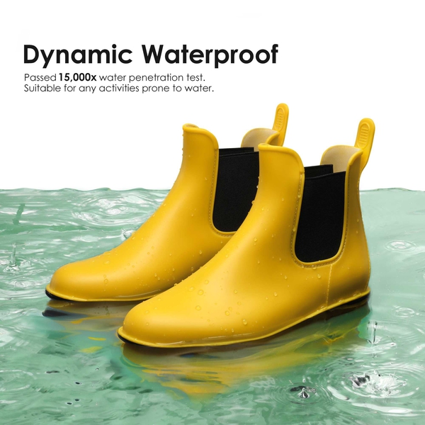 Round Toe Waterproof Chelsea Boots - YELLOW - 5