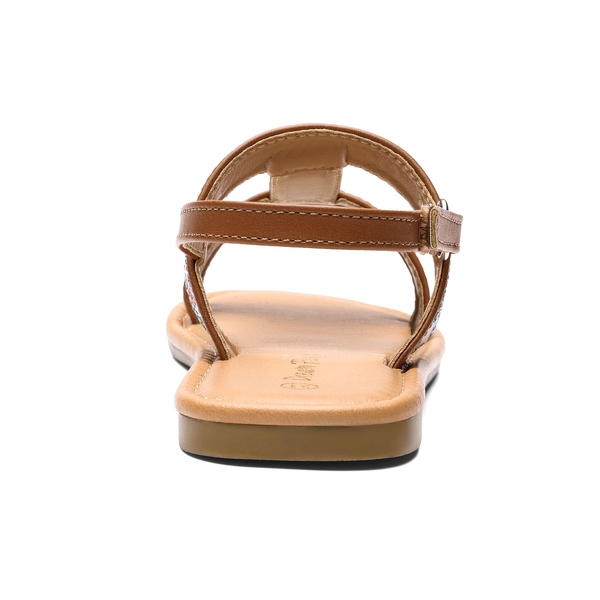 Girls Strap Flat Sandals - BROWN - 2