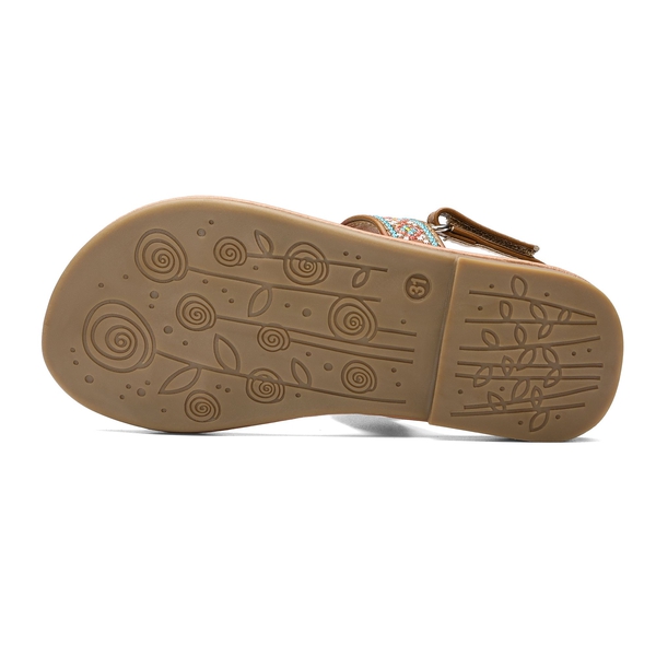 Girls Strap Flat Sandals - BROWN - 4