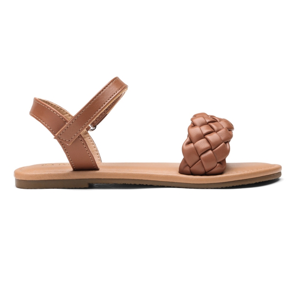 Girls Braided Flat Sandals - BROWN - 1