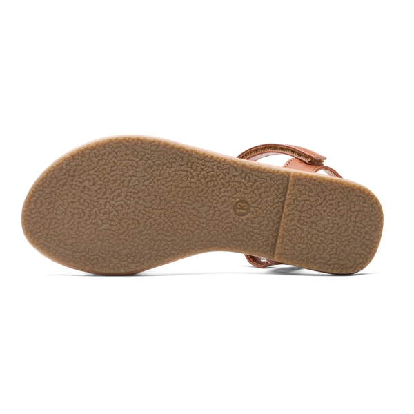 Girls Braided Flat Sandals - BROWN - 5