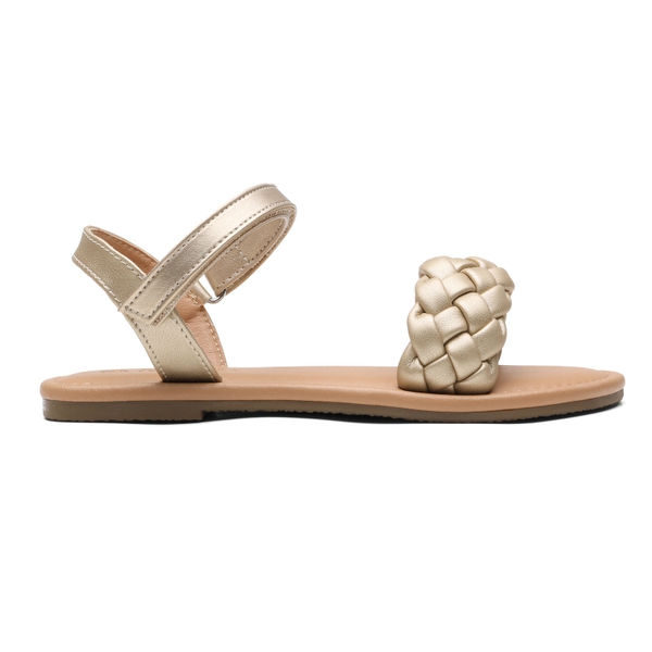 Girls Braided Flat Sandals - GOLD - 1