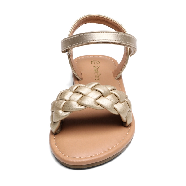 Girls Braided Flat Sandals - GOLD - 3