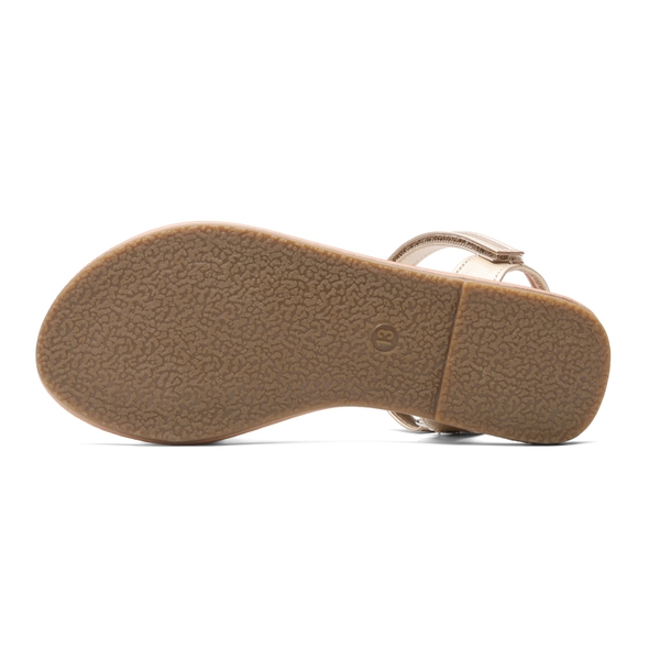 Girls Braided Flat Sandals - GOLD - 5