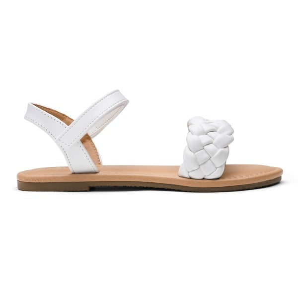 Girls Braided Flat Sandals - WHITE - 1