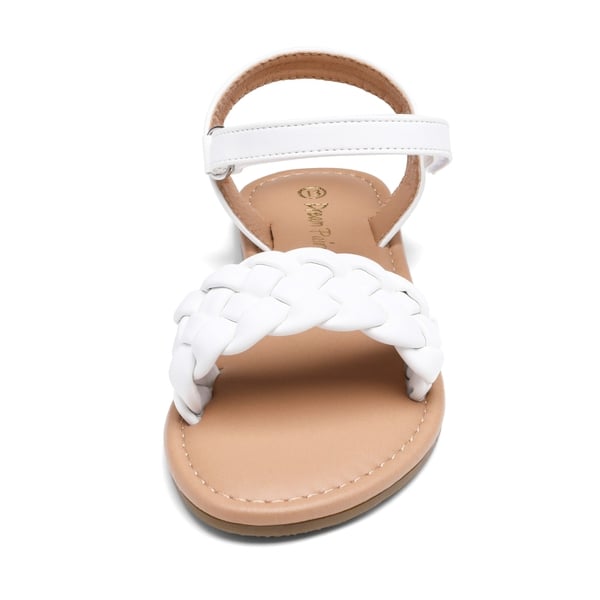 Girls Braided Flat Sandals - WHITE - 3