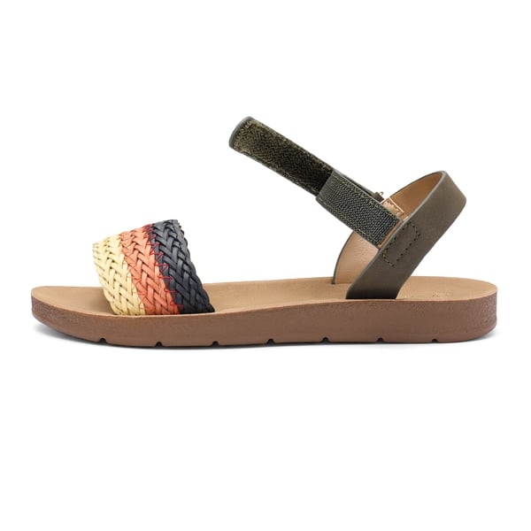 Girls Strap Braided Flat Sandals - BLACK - 1