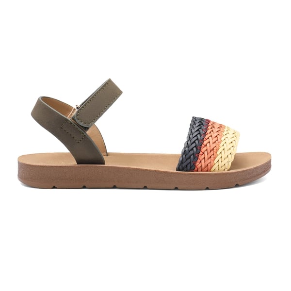 Girls Strap Braided Flat Sandals - BLACK - 2