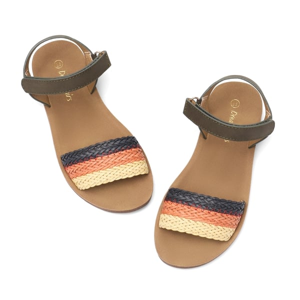Girls Strap Braided Flat Sandals - BLACK - 4
