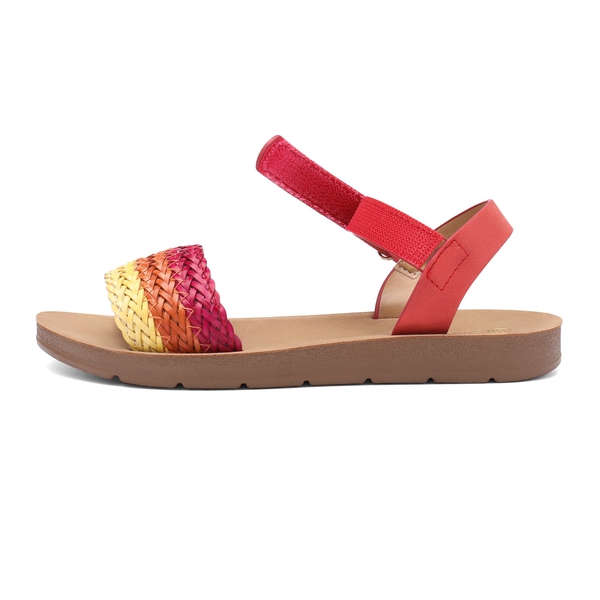 Girls Strap Braided Flat Sandals - RED - 1