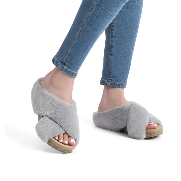 Comfy Fuzzy Slide Slippers - GREY - 2