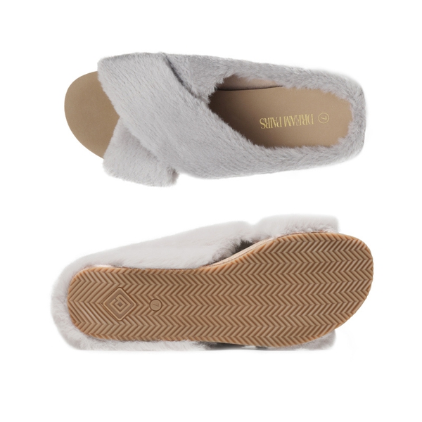 Comfy Fuzzy Slide Slippers - GREY - 4
