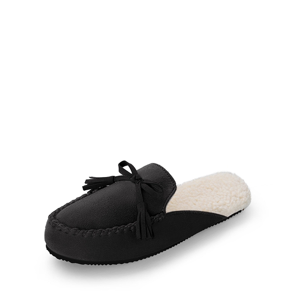 Bowknot Fuzzy Cozy Slippers - BLACK -  0