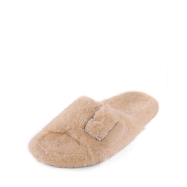 Slip-On Fuzzy House Slippers - APRICOT -  0