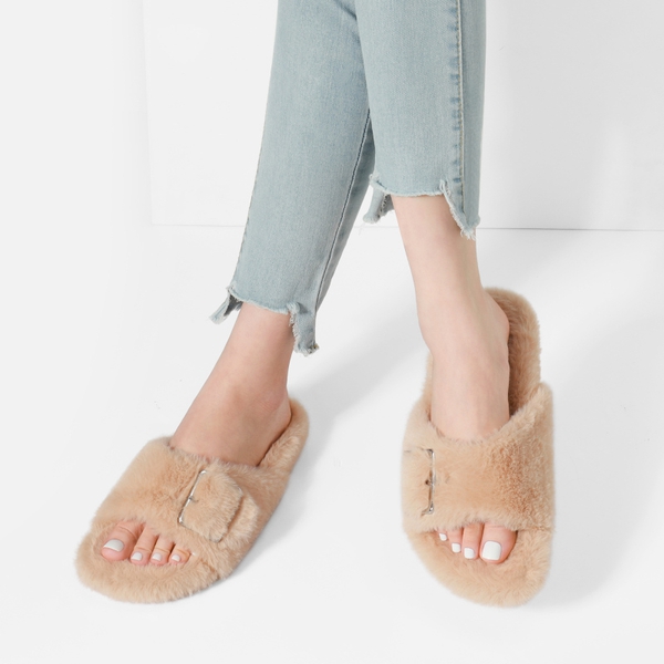 Slip-On Fuzzy House Slippers - APRICOT - 1