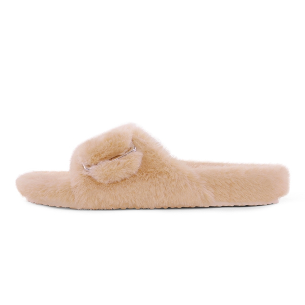 Slip-On Fuzzy House Slippers - APRICOT - 4
