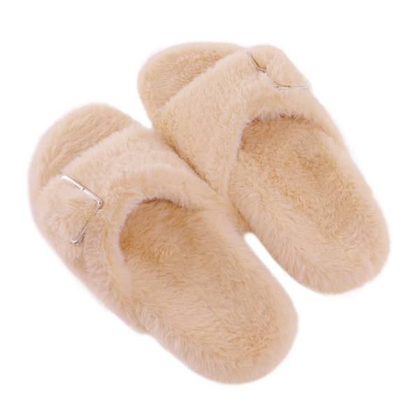 Slip-On Fuzzy House Slippers - APRICOT - 5
