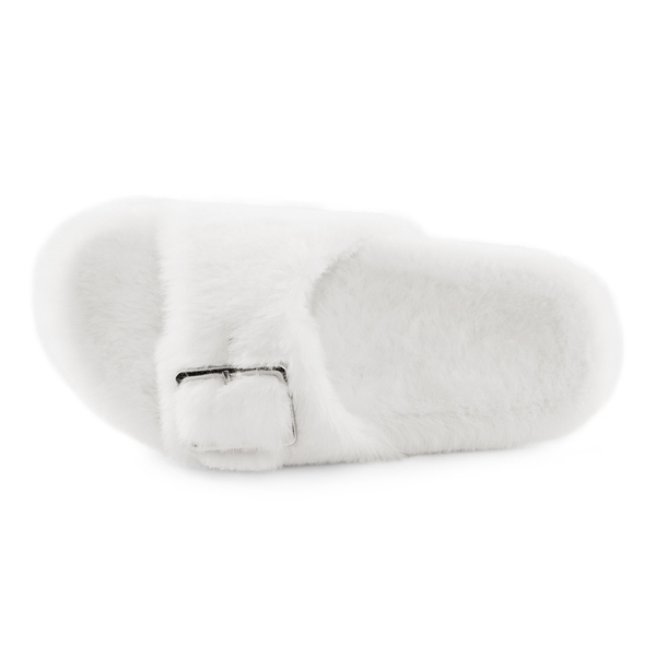 Slip-On Fuzzy House Slippers - WHITE - 3