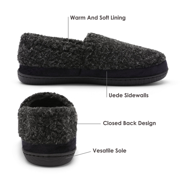 Lightweight Fuzzy Sherpa Slippers - BLACK - 2