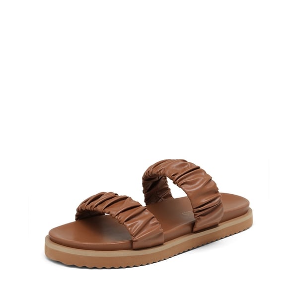 Two Strap Slide Sandals - TAN -  0