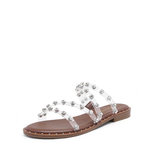 CLEAR RHINESTONE Clear Rhinestone Flat Sandals -Dream Pairs