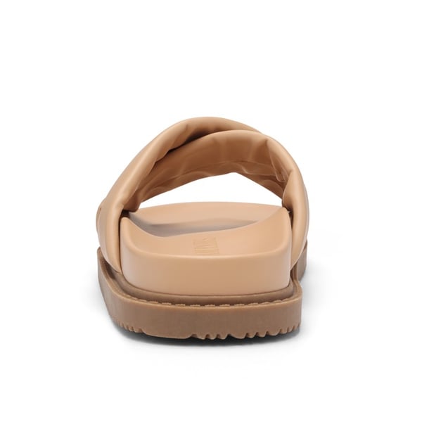 Open Toe Crisscross Slide Flat Sandals - NUDE - 3